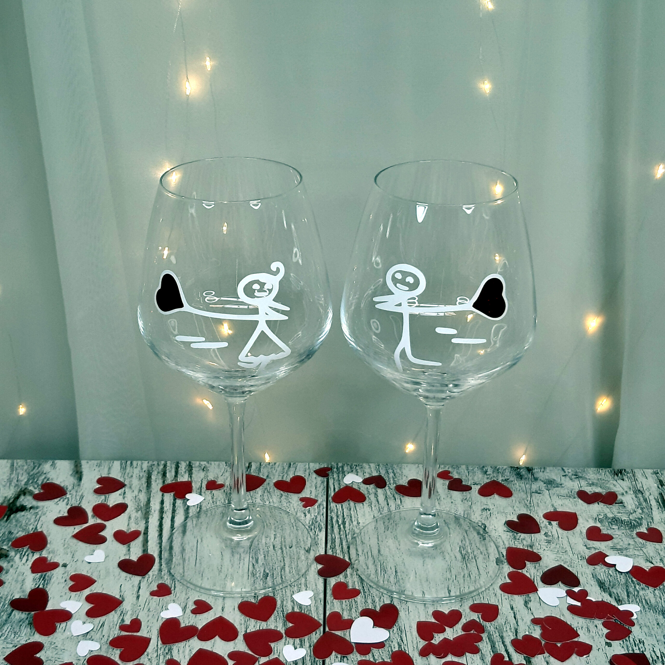 COPPIA BICCHIERI DA VINO ROSSO SAN VALENTINO PERSONALIZZATE